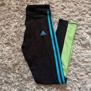ADIDAS GIRLS AEROREADY LEGGINGS GREY BLUE AND GREEN